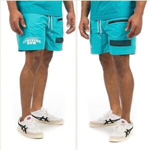 Strivers Row Men’s Rainfly Nylon Drawstring Shorts In Lake Blue Size 3XL